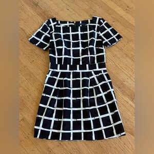 French Connection Richie Paint dress black and white large check size 6